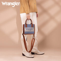 Wrangler Leather Trim Canva Crossbody Tote Bag