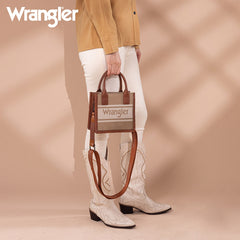 Wrangler Leather Trim Canva Crossbody Tote Bag