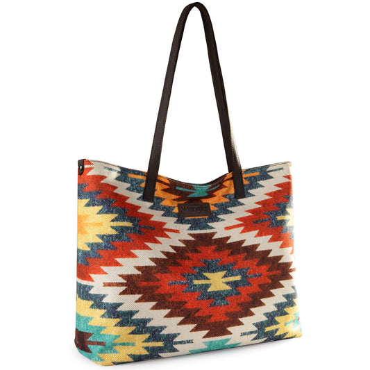 WG53-8112 Wrangler Aztec Pattern Print Canvas Tote Bag - Muti