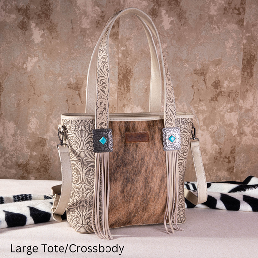 2024 New Wrangler Hair-On Cowhide Tote/Crossbody Bag Collection - Cowgirl Wear