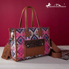 2024 New Montana West Allover Aztec Distressed Tote/Crossbody Canvas Bag