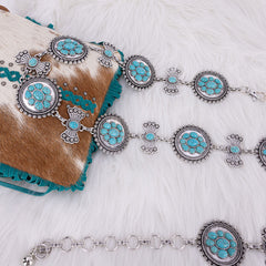 Rustic Couture's® Etched Oval Concho Link Chain Belt