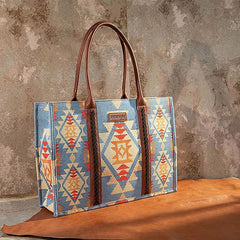 Wrangler Southwestern Dual Sided Print Canvas Tote/Crossbody Collection