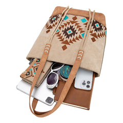 Montana West Aztec Embroidered Tote Bag Set