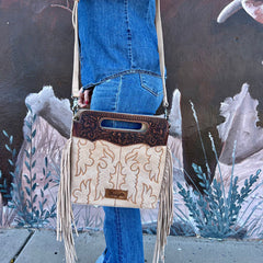 Wrangler Top Handle Embroidered Fringe Tote/Crossbody