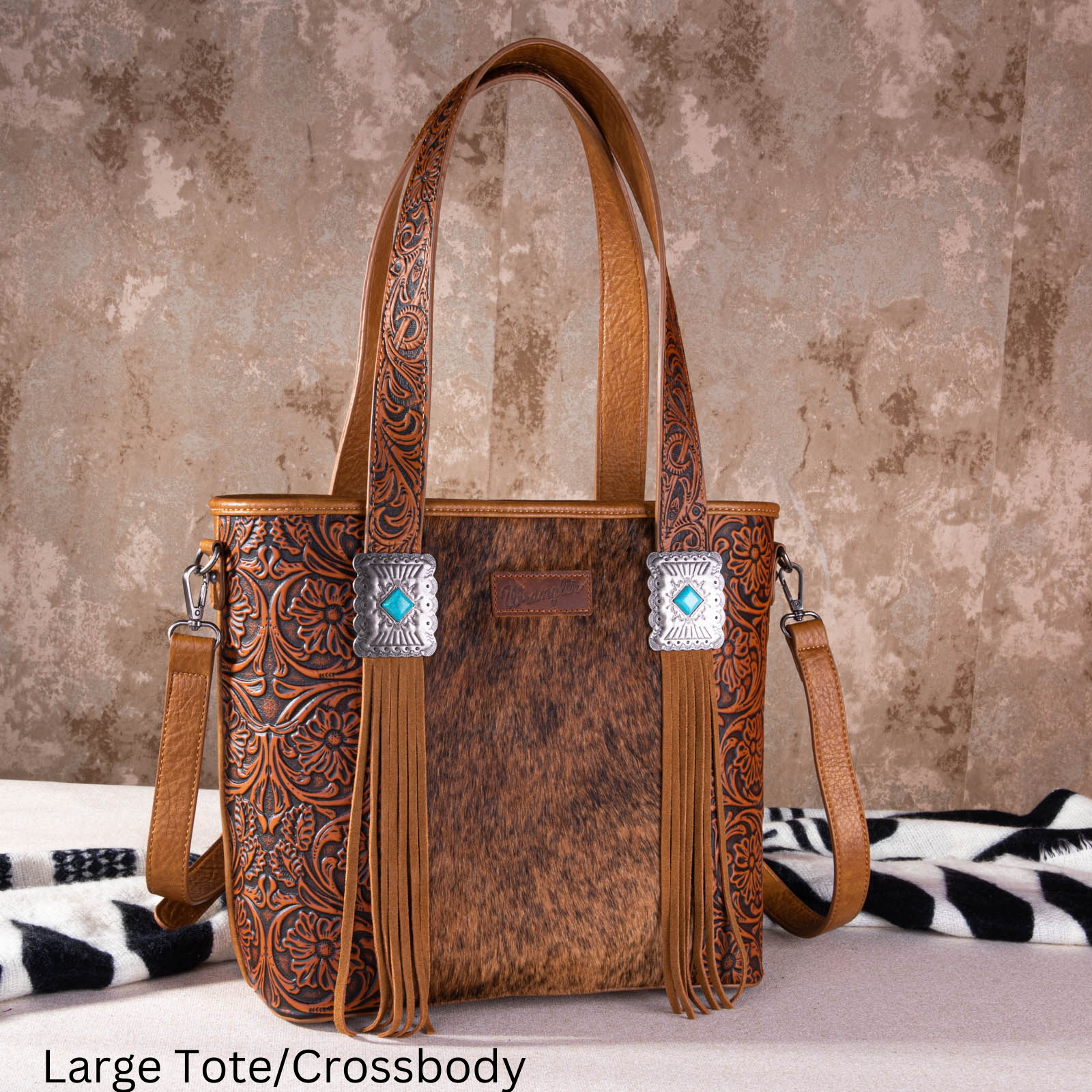 2024 New Wrangler Hair-On Cowhide Tote/Crossbody Bag Collection - Cowgirl Wear
