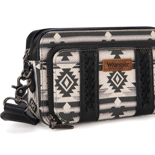 Wrangler Aztec Printed Crossbody Purse-Black