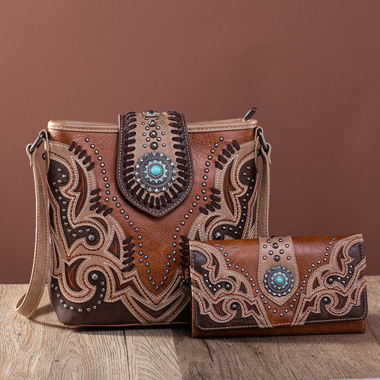 Montana West Laser Cut-out Buckle Concealed Carry Crossbody Bag Set