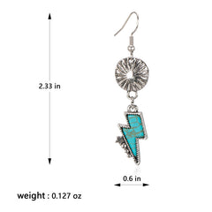 Rustic Couture's® Silver Turquoise Geometric Lightening Shaped Drop