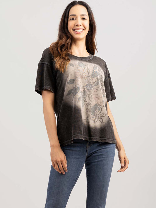 Women's Mineral Wash Cross Graphic Tee