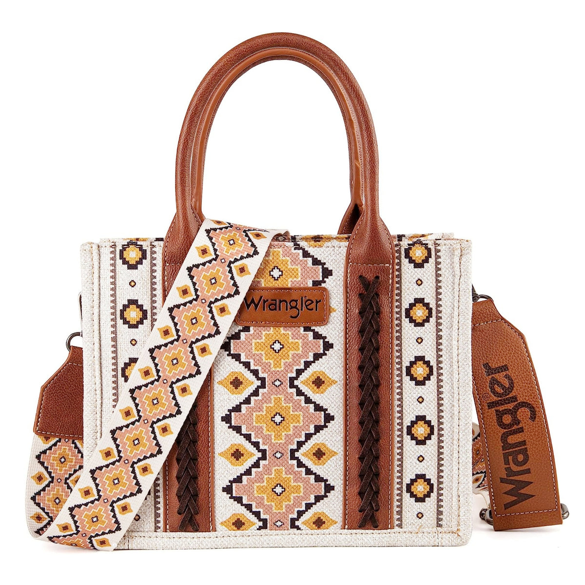 [Best Seller]Wrangler Southwestern Dual Sided Print Canvas Tote/Crossbody Collection - Cowgirl Wear