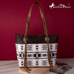 2024 New Montana West Braided Strap Aztec Collection Tote Bag