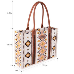 Wrangler Southwestern Pattern Dual Sided Print Canvas Wide Tote Coffee