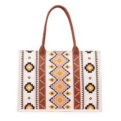 Wrangler Southwestern Pattern Dual Sided Print Canvas Wide Tote Coffee