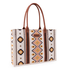 Wrangler Southwestern Pattern Dual Sided Print Canvas Wide Tote Coffee