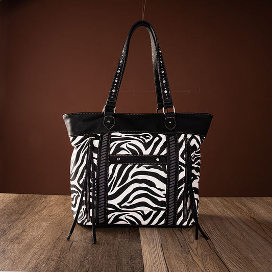 Montana West Zebra Print Concealed Carry Wide Tote