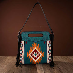 Trinity Ranch Leather Aztec Tapestry Collection Concealed Carry Hobo