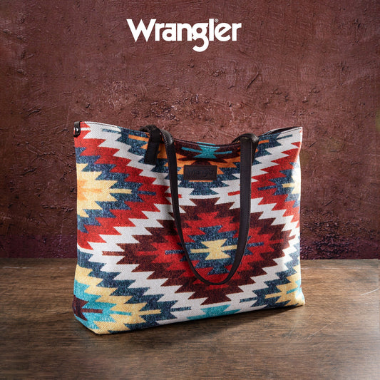 WG53-8112 Wrangler Aztec Pattern Print Canvas Tote Bag - Muti