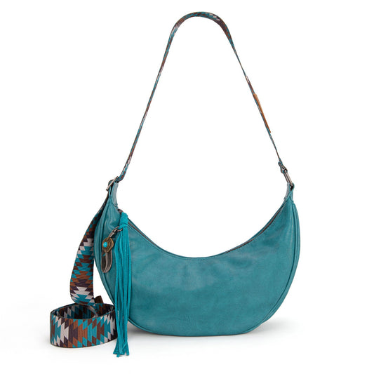 MW1284-8366  Montana West Crescent Crossbody Bag -Turquoise