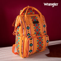 2024 New Wrangler Aztec Southwestern Pattern Dual Sided Print Multi-function Backpack-Mustard