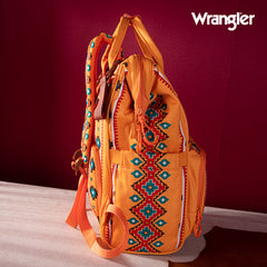 2024 New Wrangler Aztec Southwestern Pattern Dual Sided Print Multi-function Backpack-Mustard