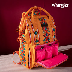 2024 New Wrangler Aztec Southwestern Pattern Dual Sided Print Multi-function Backpack-Mustard