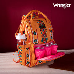 2024 New Wrangler Aztec Southwestern Pattern Dual Sided Print Multi-function Backpack-Mustard