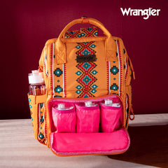 2024 New Wrangler Aztec Southwestern Pattern Dual Sided Print Multi-function Backpack-Mustard