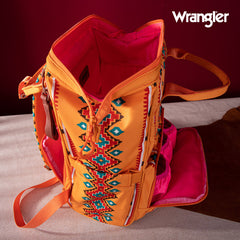 2024 New Wrangler Aztec Southwestern Pattern Dual Sided Print Multi-function Backpack-Mustard