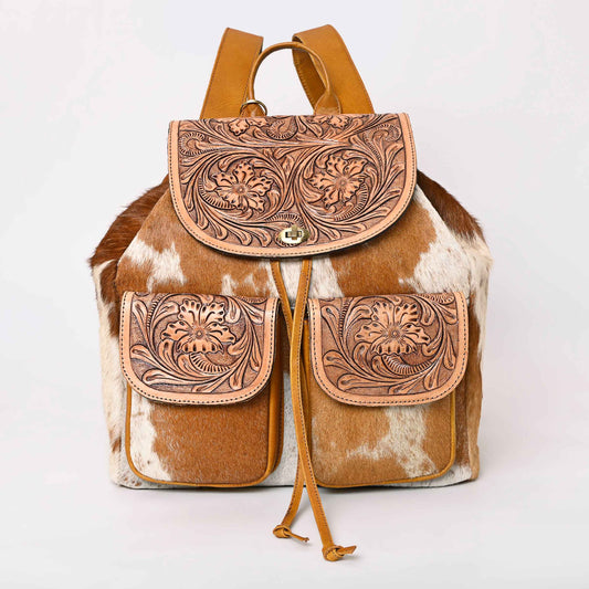 Montana West Genuine Hair-On Cowhide Leather Hand Tooled Collection Backpack