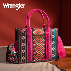 Wrangler Aztec Southwestern Pattern Dual Sided Print Canvas Tote/Crossbody Bag Collection - Cowgirl Wear