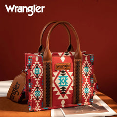 Wrangler Aztec Small Tote/Crossbody and Card Case Set 2Pc- Burgundy