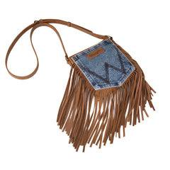 Wrangler Leather Fringe Jean Denim Pocket Crossbody - Cowgirl Wear