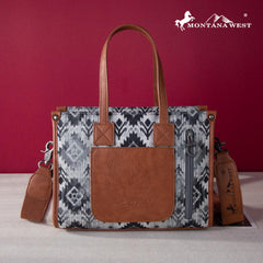 2024 New Montana West Allover Aztec Distressed Tote/Crossbody Canvas Bag