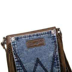 Wrangler Leather Fringe Jean Denim Pocket Crossbody - Cowgirl Wear