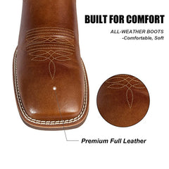 Men's Embroidered Square Toe Vintage Western Boots