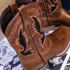Men's Embroidered Square Toe Vintage Western Boots