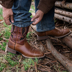 Men's Embroidered Square Toe Vintage Western Boots