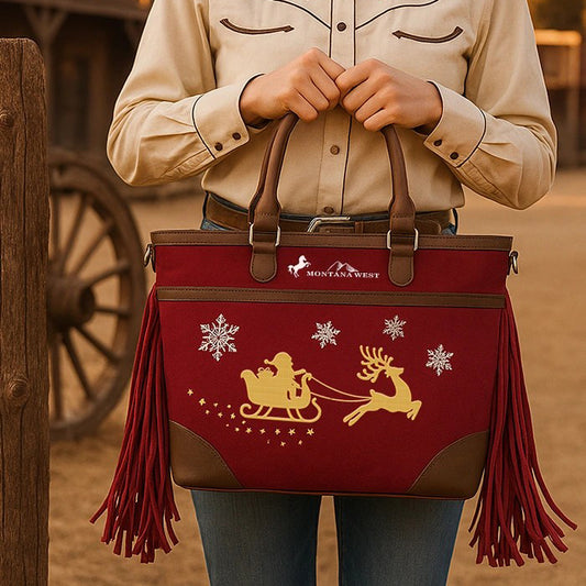 Montana West Western Cheer Tote – Santa's Sleigh Edition(Gift Wrapped)