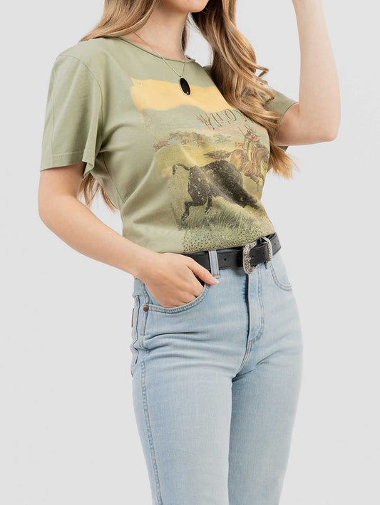 Women's Mineral Wash "Wild West" Rodeo Graphic Short Sleeve Tee