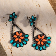 Rustic Couture's  Bohemian Daisy Flower Tear Drop Earrings