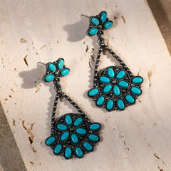 Rustic Couture's  Bohemian Daisy Flower Tear Drop Earrings