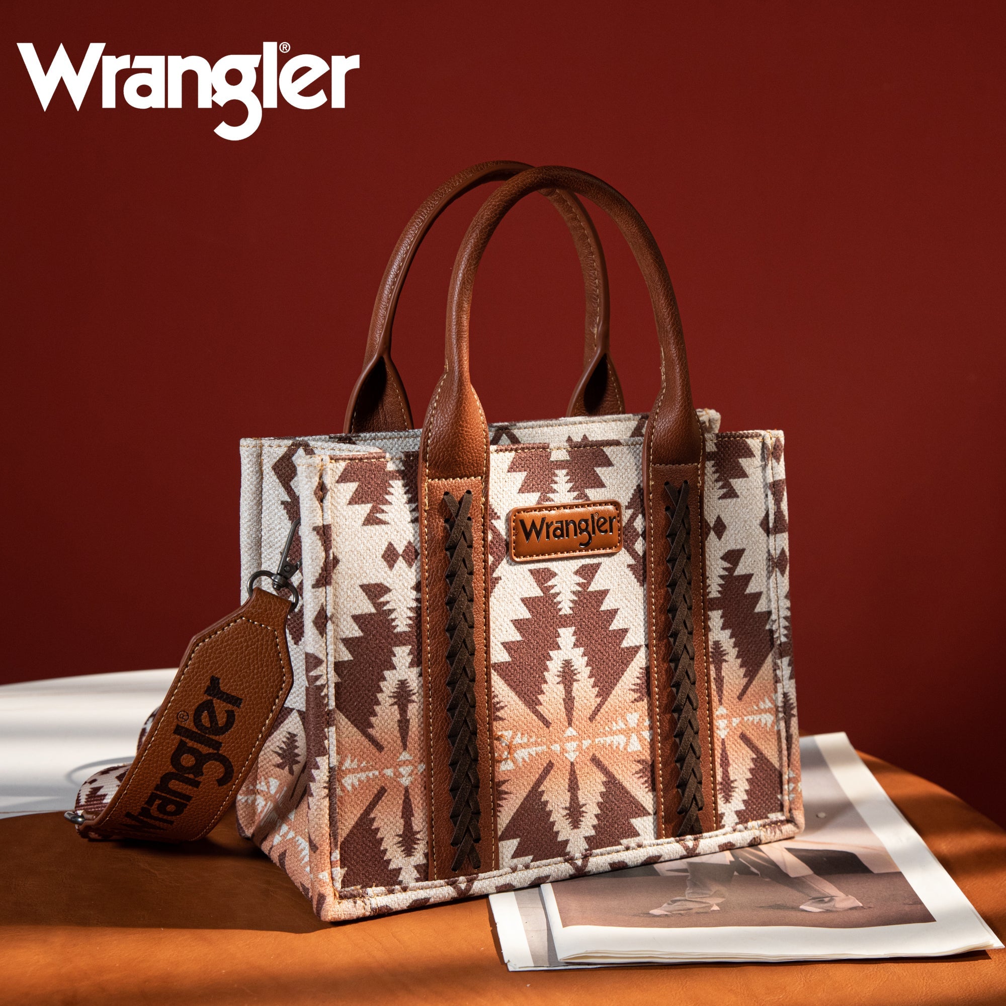 2023 Fall New Viral Wrangler Aztec Southwestern Dual Sided Print Canvas Tote /Crossbody Bag Collection – Cowgirl Wear