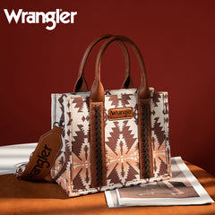 Wrangler Aztec Southwestern Pattern Dual Sided Print Canvas Tote/Crossbody Bag Collection