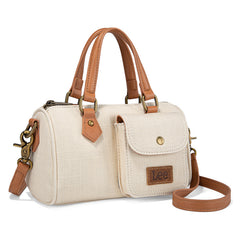 Denim Canvas Barrel Satchel Top Handle Crossbody Bag