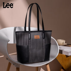 LEE Stripe Shoulder Denim Canvas Tote Bag