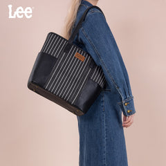 LEE Stripe Shoulder Denim Canvas Tote Bag