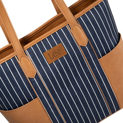 LEE Stripe Shoulder Denim Canvas Tote Bag