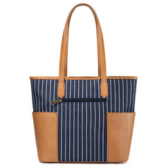 LEE Stripe Shoulder Denim Canvas Tote Bag