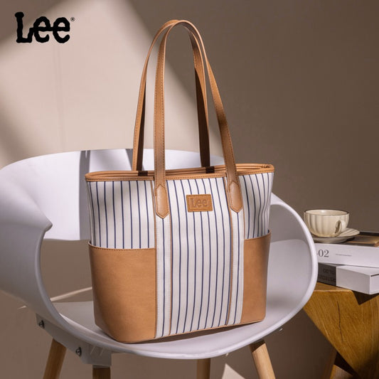 LEE Stripe Shoulder Denim Canvas Tote Bag